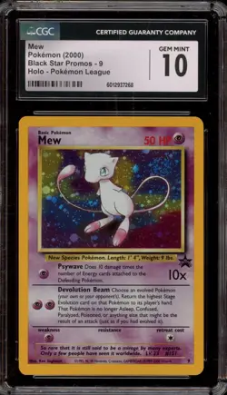 Pokemon Mew League Black Star Holo Promo #9 CGC 10 Gem Mint - Image 1