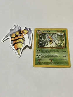 1999 Pokemon TCG Beedrill 17/102 Base Set Unlimited Rare Free Sticker Included! - Image 1