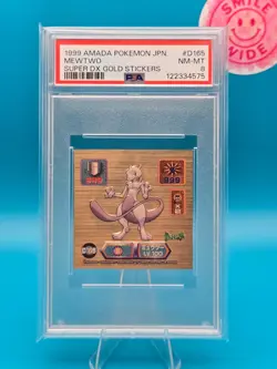 PSA 8 - 1999 AMADA POKEMON JAPANESE SUPER DX GOLD STICKERS D165 MEWTWO - Image 1