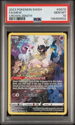Pokemon Mew GG10/GG70 Crown Zenith: Galarian Gallery Holo PSA 10 New Cert - Image 1