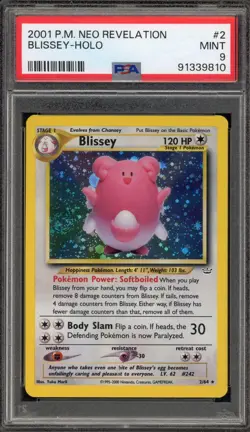 Pokemon Blissey Neo Revelation Unlimited Holo Rare #2 PSA 9 Mint - Image 1