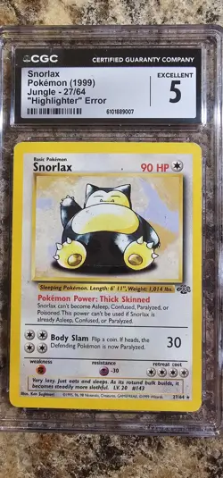 Snorlax Bundle CGC Pokemon 1999 Jungle 11/64 27/64 Holo Highlighter Error Slab - Image 3