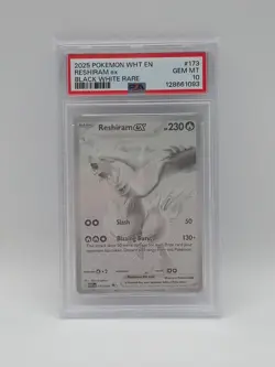 2025 POKEMON WHT EN-WHITE FLARE BLACK WHITE RARE #173 RESHIRAM EX PSA 10 - Image 1