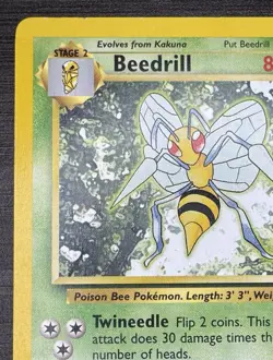 Pokemon TCG Beedrill Card 17/102 Rare Unlimited Base Set - Image 2