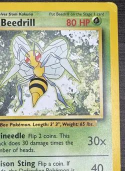 Pokemon TCG Beedrill Card 17/102 Rare Unlimited Base Set - Image 3