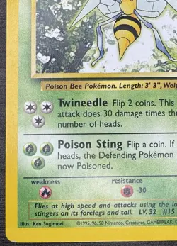 Pokemon TCG Beedrill Card 17/102 Rare Unlimited Base Set - Image 4