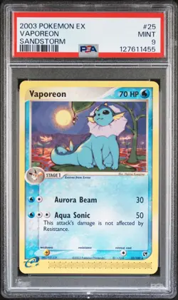 Pokemon Card Vaporeon 25/100 Sandstorm PSA 9 MINT - Image 1