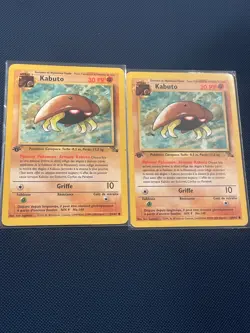 TWO French 1st Edition Kabuto Fossil Common Card 50/62 Pokemon TCG. - Image 1