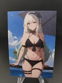 Anime Waifu Elf White Hair Card ACG Goddess - Image 1