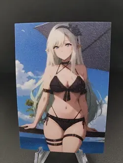 Anime Waifu Elf White Hair Card ACG Goddess - Image 2