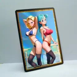 BULMA ANDROID 18 Waifu Anime Card LIMITED 1/1 Custom TCG Holo T12407 - Image 2
