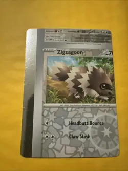 Pokemon Card - Error Miscut NFC Zigzagoon Obsidian Flames 167/197 Reverse Holo - Image 1
