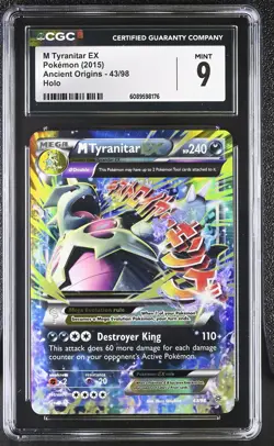 CGC 9 MINT M Tyranitar EX 2015 Ancient Origins 43/98 Holo Pokemon Card - Image 1