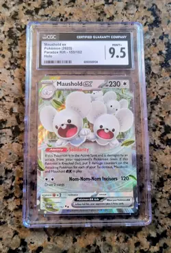 ✨Maushold EX Ultra RARE Pokemon Card CGC 9.5 MINT+ Paradox Rift #155/182 (2023)✨ - Image 1