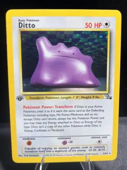 Pokemon TCG Ditto 1st Edition Rare Holo Card #3/62 Fossil #3 - Image 1