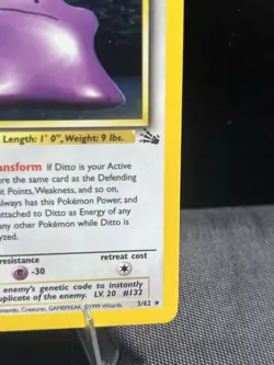Pokemon TCG Ditto 1st Edition Rare Holo Card #3/62 Fossil #3 - Image 4