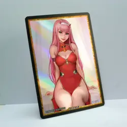 ZERO TWO Waifu Anime Card LIMITED 1/1 Custom TCG Holo Goddess Story ACG T12458 - Image 2