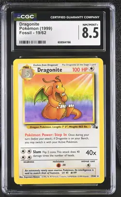 CGC 8.5 Dragonite 1999 Fossil 19/62 Pokemon Card - Image 1
