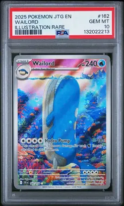 POKEMON 2025 Journey Together Illustration Rare WAILORD 162 PSA 10 TCG JTG EN - Image 1