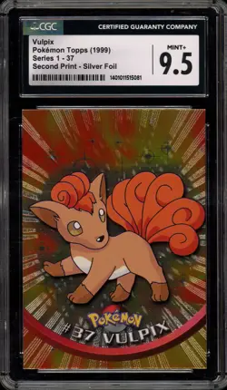 Pokemon Topps Vulpix Second Print Silver Foil #37 CGC 9.5 - Image 1