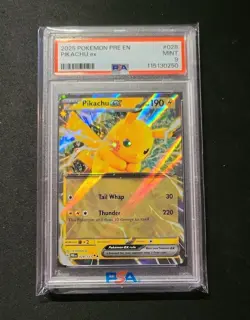PSA 9 - 2025 POKEMON PRE English PRISMATIC EVOLUTIONS 028 PIKACHU EX 028/131 - Image 1