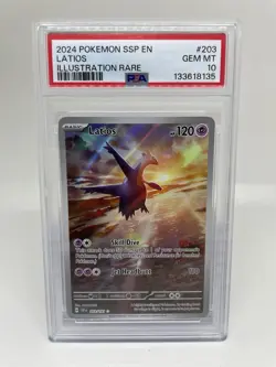 2024 POKEMON SSP ENGLISH SURGING SPARKS ILLUSTRATION RARE #203 LATIOS PSA 10 - Image 1