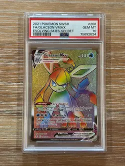 2021 Glaceon VMAX Pokemon Evolving Skies Secret Rare Holo 208/203 PSA 10 - Image 1