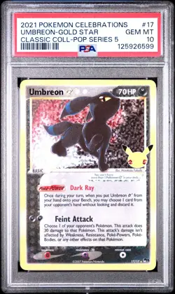 2021 POKEMON CELEBRATIONS CLASSIC COLL #17 UMBREON-GOLD STAR PSA 10 - Image 1