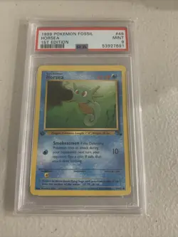 1999 Pokemon Fossil 1st Edition #49 Horsea PSA 9 MINT - Image 1