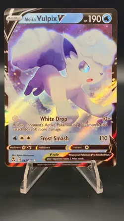 Pokemon Alolan Vulpix V Sword & Shield Silver Tempest 033/195 Holo Ultra Rare - Image 1
