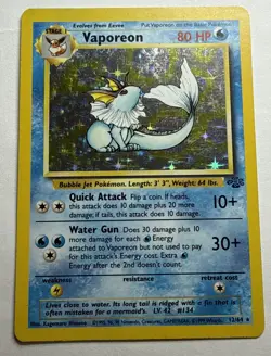 Pokemon TCG Vaporeon Holo Card 12/64 Vintage Jungle Set Unlimited Holo Rare - Image 1