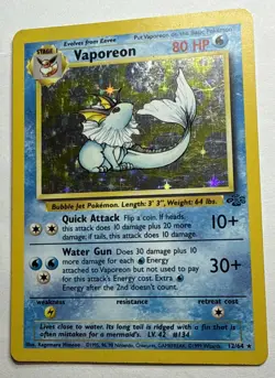 Pokemon TCG Vaporeon Holo Card 12/64 Vintage Jungle Set Unlimited Holo Rare - Image 3