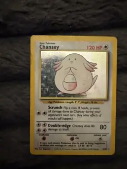 Pokemon TCG Chansey Base Set Holo Unlimited Rare Card 3/102 Vintage - Image 1