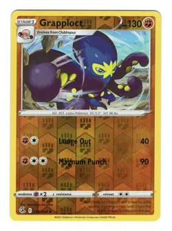 Pokemon TCG Grapploct SWSH Fusion Strike 153/264 Reverse Holo Uncommon Card NM - Image 1