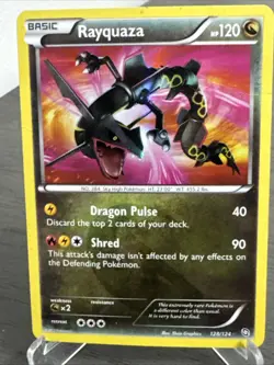 ??Rayquaza Holo Card 128/124 Dragons Exalted ??2012 POKEMON CARD IS CREASED - Image 1