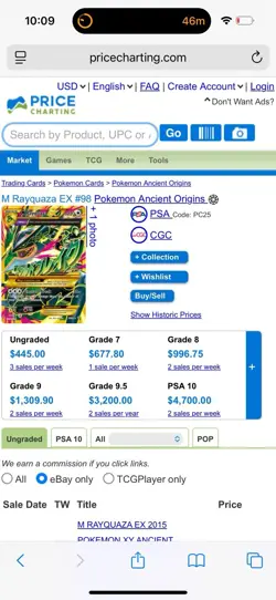 Pokemon TCG Mega-Rayquaza-EX Ancient Origins Holo Card 98/98 Full Art Ultra Rare - Image 3