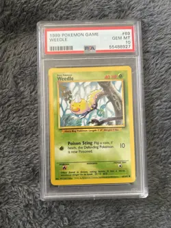 Weedle - PSA 10 Gem Mint - 1999 - 2000 BASE SET 69/102 Pokemon Graded Card Game - Image 1