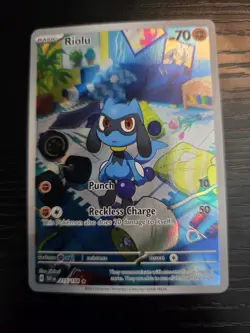 Pokemon Riolu TCG Scarlet & Violet Base Set Holo Card 215/198 Illustration Rare - Image 1