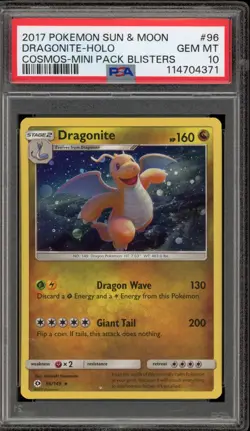 Pokemon Dragonite Mini Pk. Blisters Cosmos Holo Rare #96 PSA 10 Gem Mint - Image 1