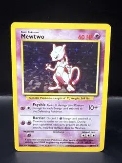 Pokemon Mewtwo 10/102 Holo Rare Base Set 1999 Pokemon Card - Image 2