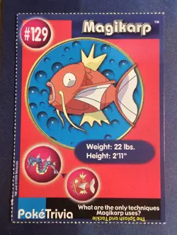 1999 Pokemon Burger King Poketrivia Promo #129 Magikarp NM - Image 1