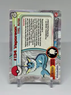 2000 Topps Chrome Pokemon Vaporeon #134 TV Animation Edition HOLO Foil LP - Image 2