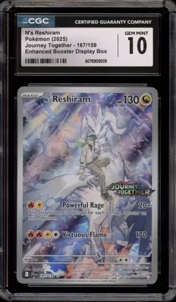 Pokemon N's Reshiram Journey Together Enhanced Bx. Topper Promo #167 CGC 10 - Image 1