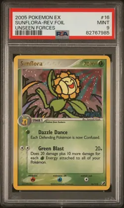 Sunflora 16/115 Reverse Foil STAMPED EX Unseen Forces PSA 9 Graded Pokemon Card - Image 1