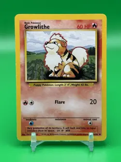GROWLITHE - 28/102 - Base Set - Pokemon Card - Light Play LP+ Free Shipping L1 - Image 1