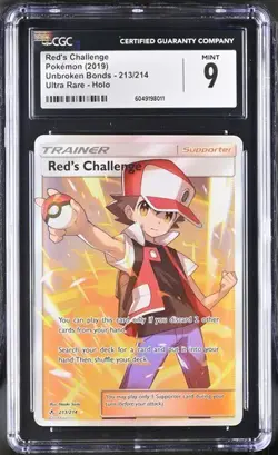 CGC 9 MINT Red's Challenge 213/214 Unbroken Bonds Full Art Pokemon Card 2019 - Image 1