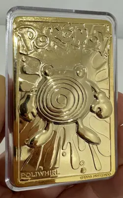 Poliwhirl Pokemon Limited Edition 1999 Burger King 23K Gold Plated Trading Card - Image 1