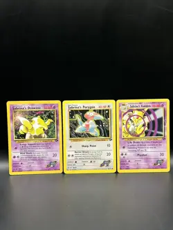 Sabrina’s Pokemon Bundle 95/132 98/132 58/132 - Pokemon Gym Challenge Cards- DMG - Image 1