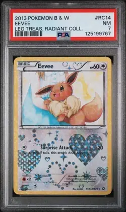 2013 Pokemon Black & White Eevee RC14/RC25 Legendary Treasures Radiant PSA 7 - Image 1