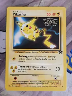 Pikachu #4 - WOTC WB The First Movie Black Star Promo Pokemon TCG VLP CLEAN - Image 1